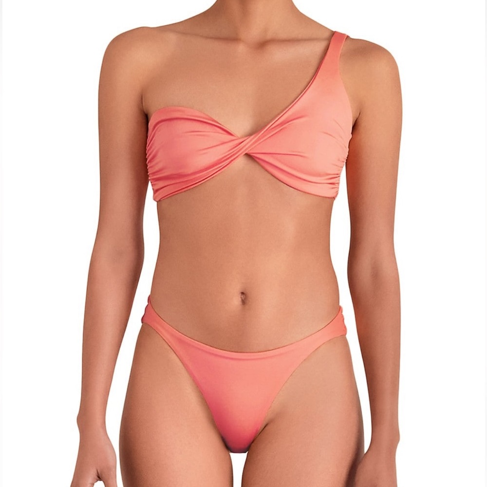 NWT - BAOBAB - Ola One Shoulder Bikini Top & Ola Bikini Bottom - Peach - Large